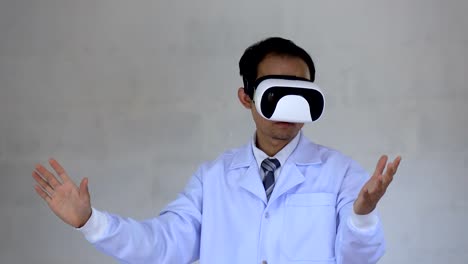 tecnología-médica-futurista.-Doctor-con-gafas-realidad-tecnología-AR-para-el-análisis-químico-de-fórmula.