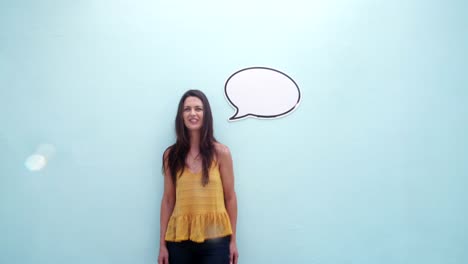 Happy-middle-aged-woman-with-speech-bubble