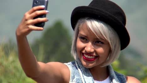 Young-Woman-Posing-For-Selfies