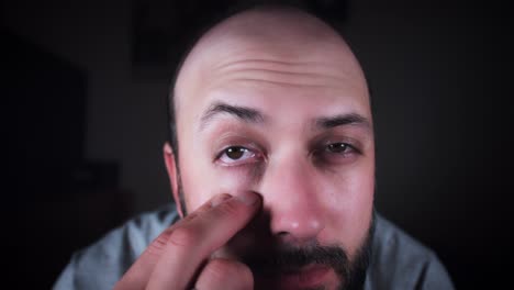 4K-Portrait-Man-Looking-in-Mirror-Being-Sick