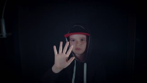 4k-Portrait-of-Boy-Child-Scanning-his-Hand