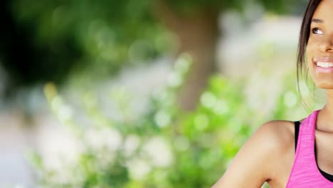 Portrait-of-active-African-American-girl-training-outdoors