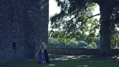 4k-Medieval-Shot-of-Style-Queen-Posing--in-Castle