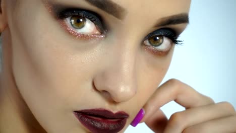 Close-up-of-beautiful-young-girl-with-make-up-and-healthy-skin