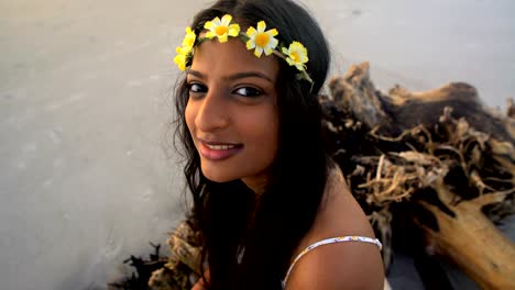 Portrait-of-Indian-American-woman-wearing-Boho-sundress