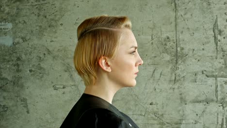 Haircut.-Hairstyle.-Beautiful-Model-With-Short