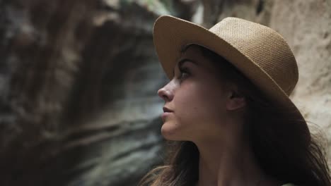 Woman-walking-in-canyon