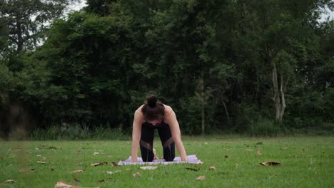 Schöne-Frau-tut-Yoga-im-Park