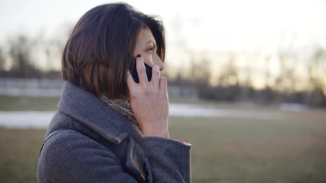 Business-woman-walking-and-talking-on-the-phone