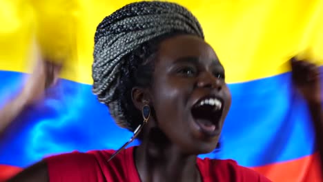 Colombian-Young-Black-Woman-Celebrating-with-Colombia-Flag