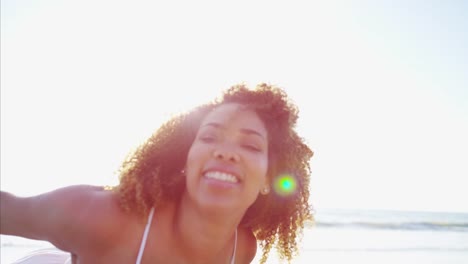 Portrait-of-plus-size-Ethnic-female-by-ocean