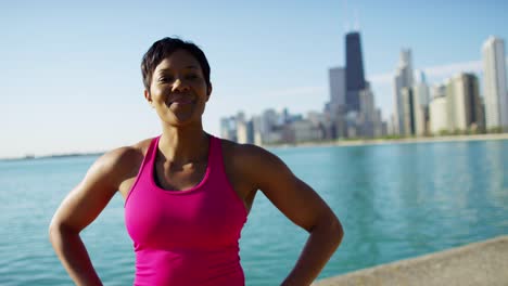 Portrait-of-Ethnic-female-relaxed-after-health-workout