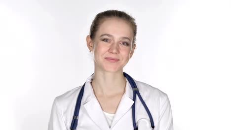 Portrait-of-Young-Lady-Doctor-Gesturing-Thumbs-Up