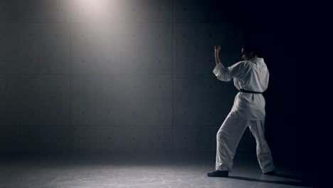 Mujer-en-kimono-practicando-karate