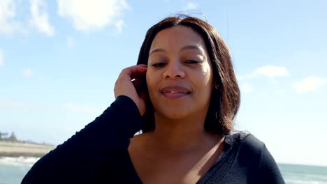 Portrait-of-disabled-woman-looking-at-camera-on-a-sunny-day-4k