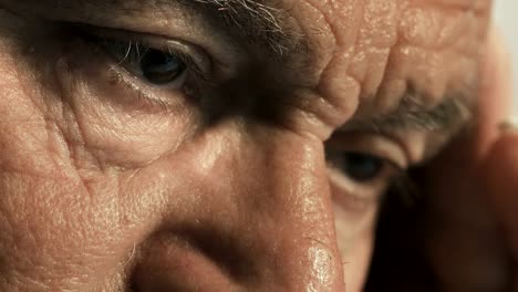 Close-up-on-sad-and-depressed--old-man's-eyes
