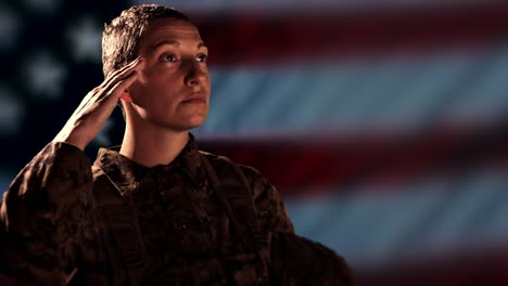 Stolz-auf-militärische-Soldat-Salute,-amerikanische-Flagge,-Bekämpfung-Veteran-Hintergrund