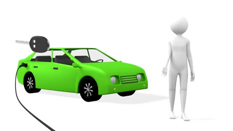 3D-Person-Presents-Green-Electric-Car