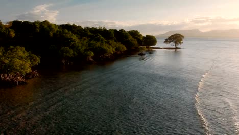 4K-Drohne-Footage-der-Sonnenuntergang-im-Westen-Bali-Nationalpark-Menjangan