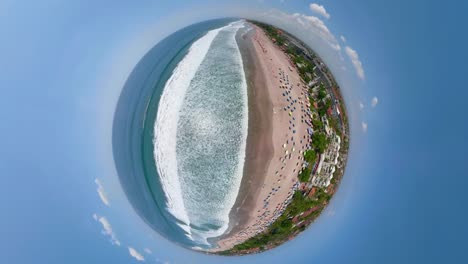 Aerial-view-beautiful-beach,-Bali,-Kuta