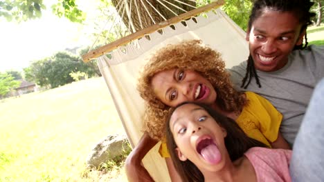 Lovely-African-American-family-making-silly-faces-and-posing