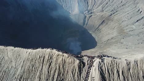 Mountain-Bromo-crater,-East-Java-Indonesia,-Taken-from-drone