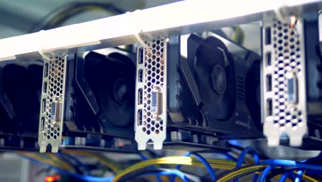 Rotating-reels-of-graphic-cards-during-cryptocurrency-mining