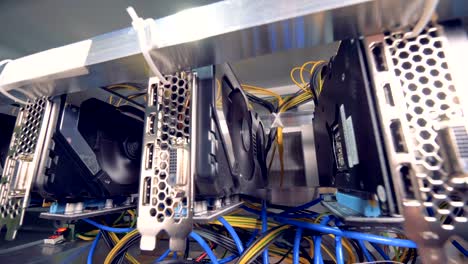 Functioning-machines-for-bitcoin-mining-located-in-a-mining-rig