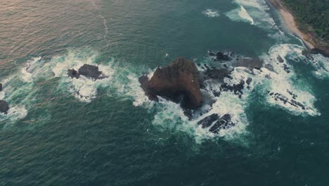 Papuma-beach-rock-beautiful-aerial-view,-Indonesia