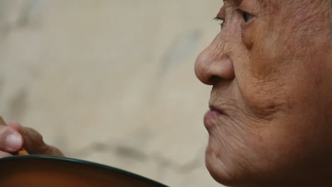 90-años-de-edad-para-arriba-Asia-anciana-saludable-almuerzo,-vista-lateral.