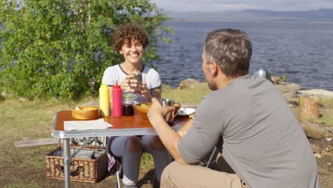 Paar-Picknick-und-reden