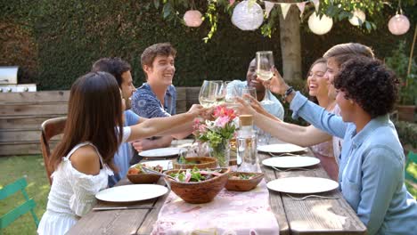 Friends-Making-A-Toast-At-Outdoor-Backyard-Party