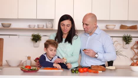 Family-of-three-in-the-kitchen