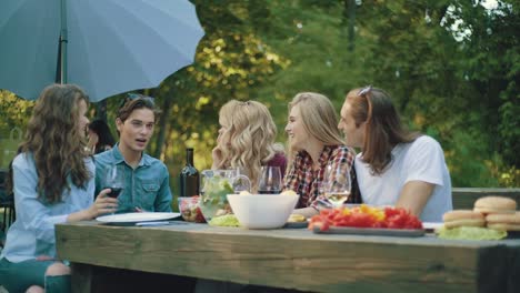 Freunde-von-Picknick-Party.-Glücklich-lächelnde-Menschen-genießen-Picknick