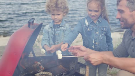 Family-Roasting-Marshmallows-on-Stick-at-Picnic