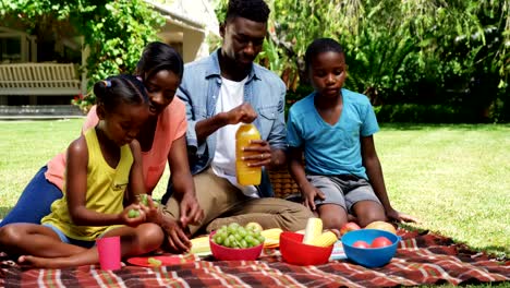 Cute-family-is-eating-in-the-garden