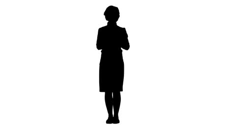 Silhouette-schöne-junge-Frau-einen-Apfel-Essen-verfolgen-matte