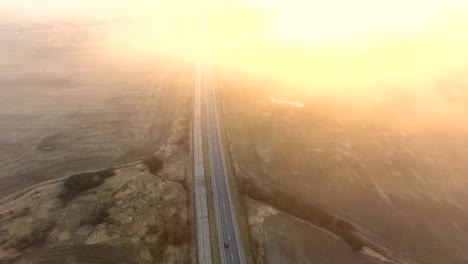 Aerial:-Highway-in-the-wildfire