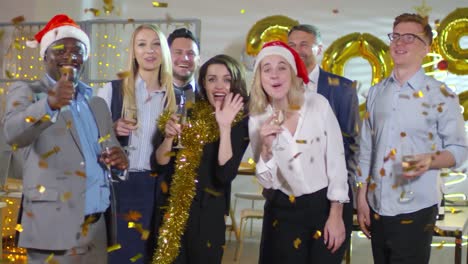 Office-Workers-Posing-at-New-Years-Party