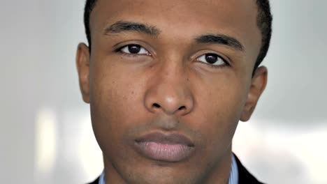 Close-Up-of-Face-of-Casual-Afro-American-Businessman-Looking-at-Camera