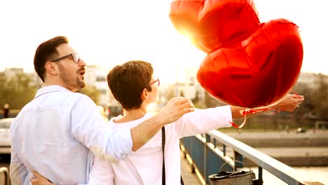 Couple-in-love-dating-and-smiling-outdoor