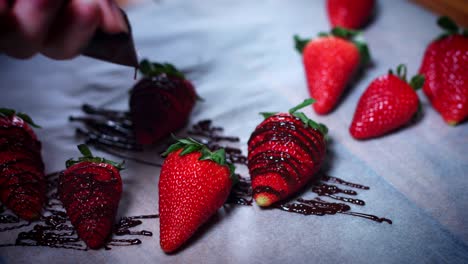 4K-Cake-Baker-Decorating-Strawberries-with-Chocolate