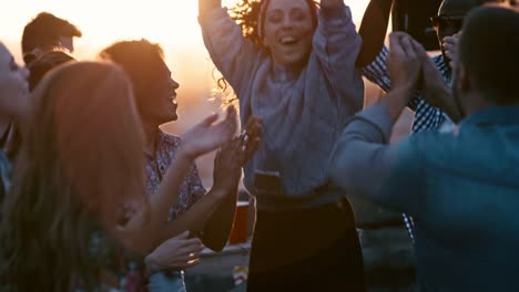 Young-Friends-Partying-on-Rooftop