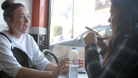 Two-Female-Students-Hanging-Out-In-Cafe-Together