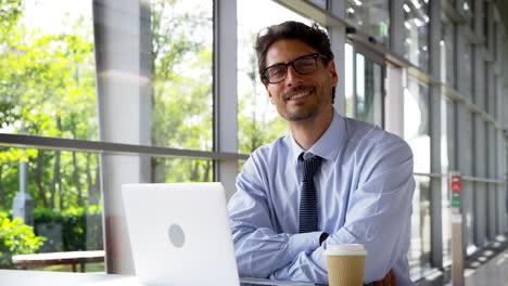 Portrait-Of-Businessman-Working-On-Laptop-In-Modern-Office