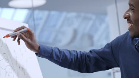 Joyous-Businessman-Drawing-on-Whiteboard-at-Meeting