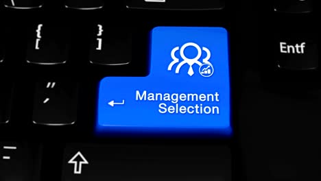 Management-selection-Moving-Motion-On-Blue-Enter-Button-On-Modern-Computer-Keyboard-with-Text-and-icon-Labeled.-Selected-Focus-Key-is-Pressing-Animation.-Business-Management-Concept