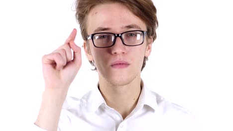 Portrait-of-Man-in-Glasses-Pointing-at-Camera-in-Office