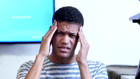 Headache,-Upset-Tense-Young-Black-Man