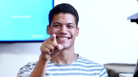 Black-Man-Pointing-at-Camera,-Portrait